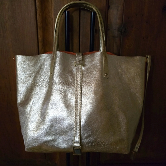 Tiffany & Co reversible gold Leather And Orange suede tote bag